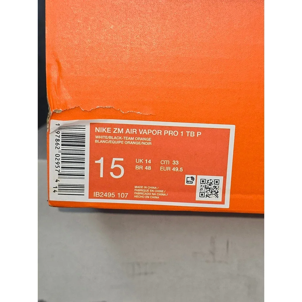 NWB Nike ZM Air Vapor Pro 1 Football Cleats White Orange Mens Size 15 IB2495-107